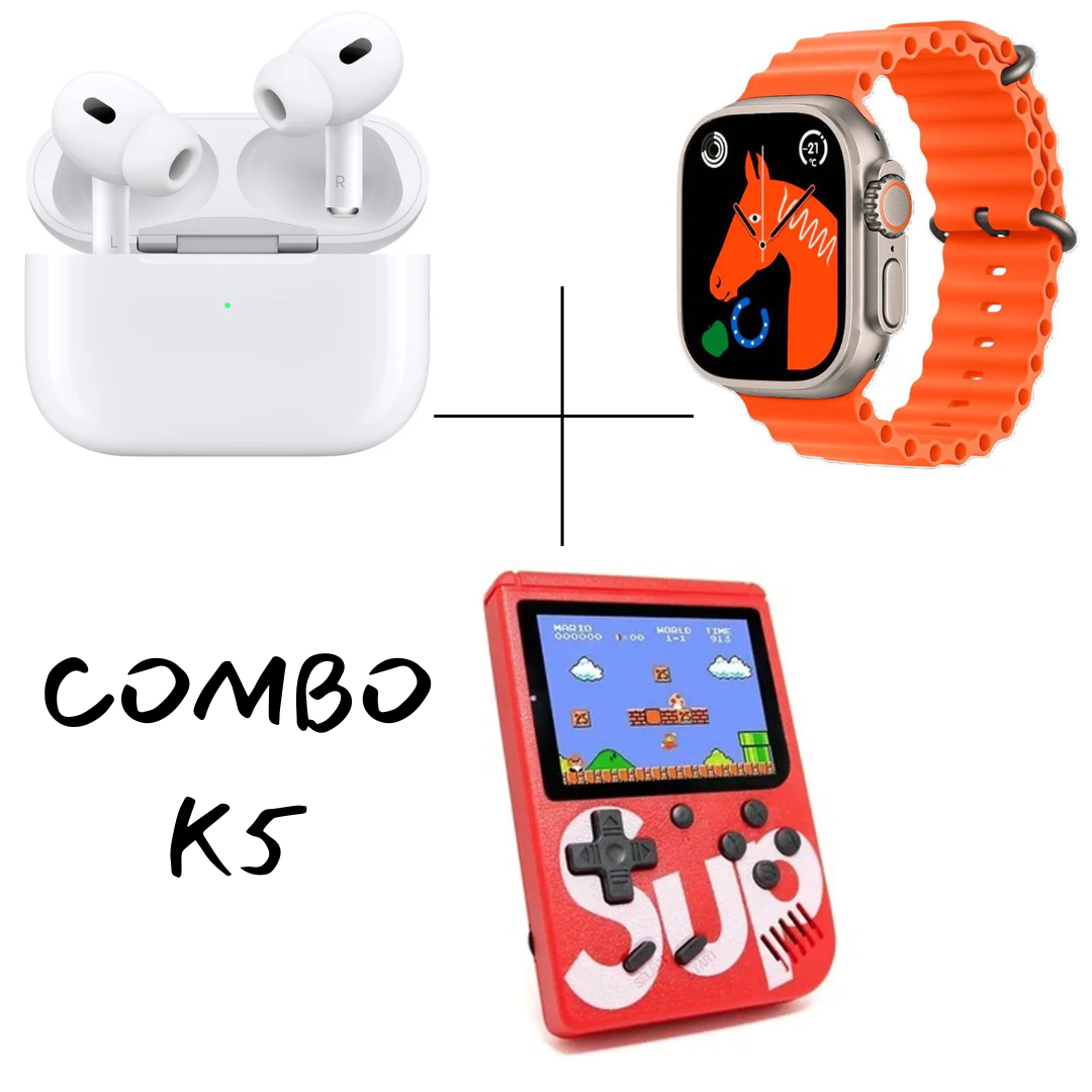 Combo Smartwatch Audífonos Mini Consola